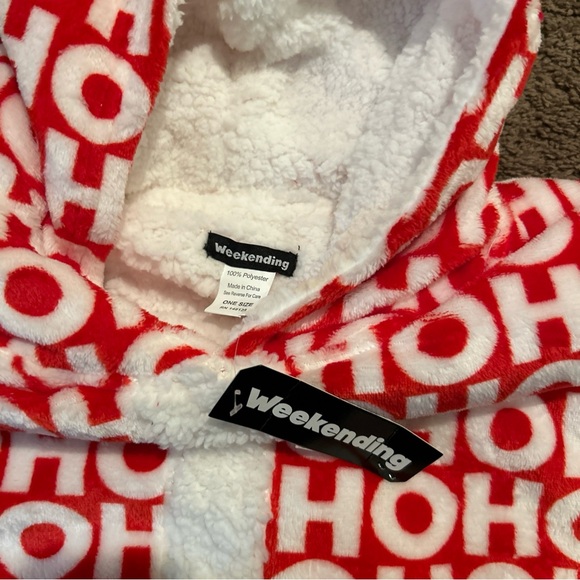 Weekending sz os red white ho ho ho santa christmas overside hoodie pjs - Picture 5 of 5